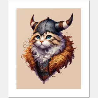 Funny Viking Warrior Cat Norse Mythology Anime Portrait Posters and Art